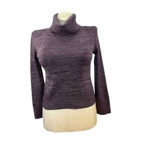 Vtg PS Arte By Joung Ho Jin Purple Metallic Wool Blend Turtleneck Sweater‎
